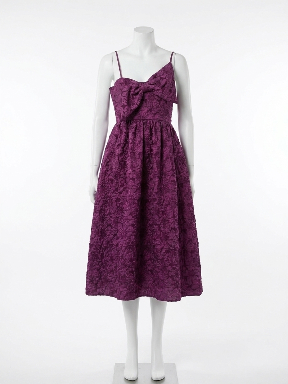 NEW MEET ME IN SANTORINI jacquard bow midi dress in violet